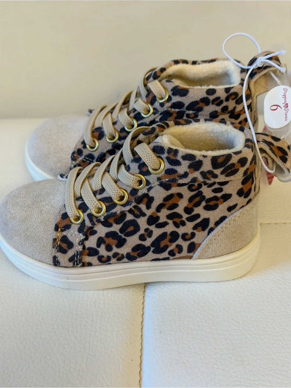 NWT Leopard Print High-Top Baby Sneakers in Beige